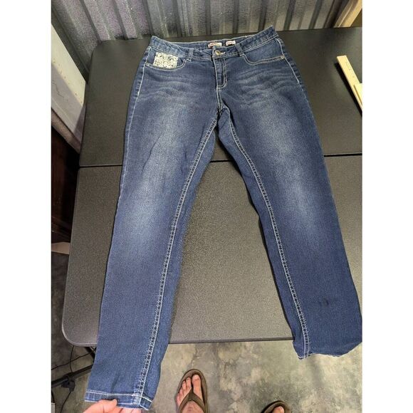 Bongo Girls Blue Jeggings with Lace Detail on Back Pockets women's 14 1/2 - Picture 2 of 9